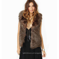 Mulheres sem mangas Faux Fur Vest moda design casaco quente